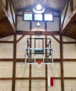 Gared Corner Mount Side-Fold Wall Mount Package With Glass Board And Manual Height Adjuster, 4' - 6' Length Wall And Mount Basketball Goal System