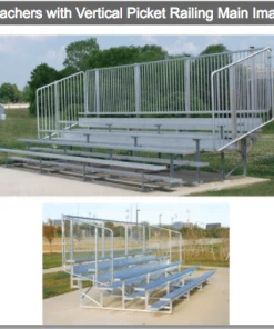Athletic Connection 4 Or 5 Rows Aluminum Bleachers With Safety Vertical Picket Railing