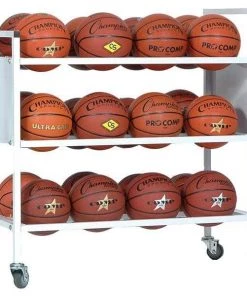 Champion Sports 24 Basketball Double Wide Ball Cart