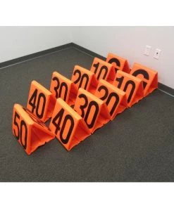 First Team Football Side Line Markers - Black On Orange Chain Sets & Down Markers