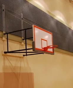 Gared Corner Mount Side-Fold Wall Mount Basketball Backstop, 6' - 9' Length 2500-6094