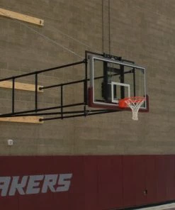 Gared Corner Mount Side-Fold Wall Mount Basketball Backstop, 6' - 9' Length 2500-6094A Wall And Mount Basketball Goal System