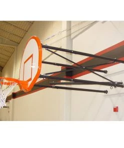 Gared Corner Mount Side-Fold Wall Mount Basketball Backstop, 9' - 12' Length Wall And Mount Basketball Goal System