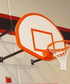 Gared Corner Mount Stationary Wall Mount Basketball Backstop, 9' - 12' Length