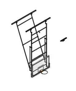 Portable Goal Backstops Gared Dual Post Rear-Braced Front-Folding Ceiling Hung Basketball Backstop