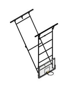 Gared Dual Post Rear-Braced Rear-Folding Ceiling Hung Basketball Backstop Portable Goal Backstops