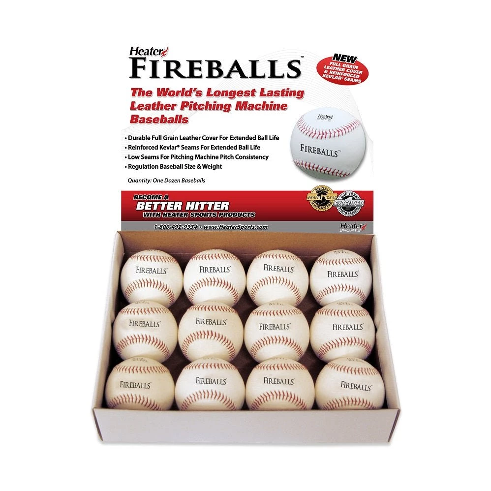 Heater Sports Fireball Leather Pitching Machine Baseballs (12 Balls) PMBL44_TOP_GRAIN 3 Heater Sports Fireball Leather Pitching Machine Baseballs (12 Balls) PMBL44_TOP_GRAIN