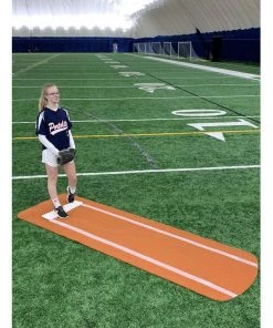 Softball Pitching Mats Portolite Pro Spiked Long Softball Mat - Lined