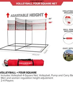 Powernet Volleyball Four Square Net Volleyball Portable Net Systems