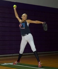 Softball Pitching Mats ProMounds Jennie Finch Green Softball Pitching Mat With PowerLine