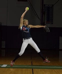 Softball Pitching Mats ProMounds Jennie Finch Green Softball Pitching Mat With PowerLine