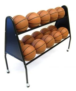 Trigon Sports Basketball 2 Tier 15 Ball Cart Basketball Ball Storage Cages And Racks