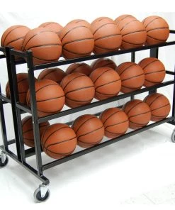 Basketball Ball Storage Cages And Racks Trigon Sports Heavy Duty Double Wide Ball Cart